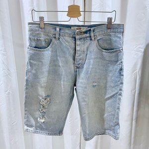 Topman Distressed Denim Slim Short